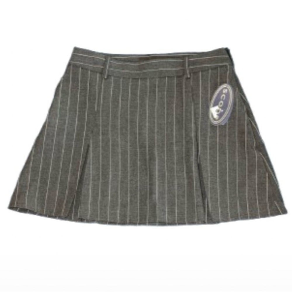 Scoop Women's Pinstripe Pleated Mini Pleated Skirt - Gray Size 0